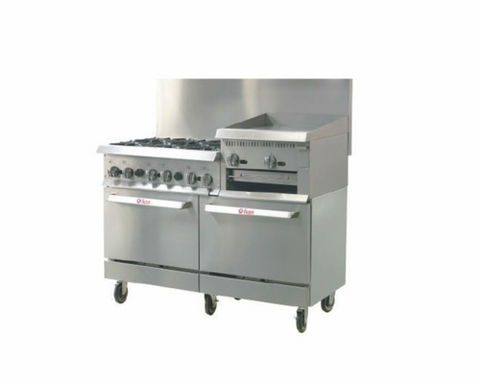 Ikon IR-6B-24RG-60 IKON Cooking Range, gas, 60 in , (6) 30,000 BTU burners, manual controls, (1) 46