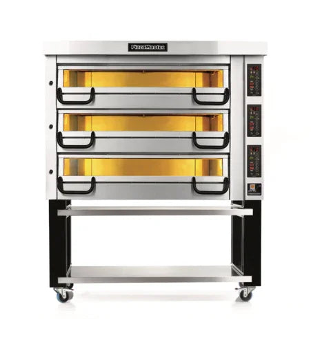 PIZZAMASTER PM 743ED Electric Deck-Type Pizza Oven with Three Decks and Dimensions