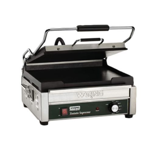 Waring WFG275 Tostato Supremor Panini Grill, full size, 14 in x14 in  flat cast iron cooking s