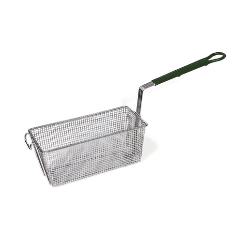 Browne 79204 Fry Basket, 13 in  x 5-1/2 in  x 5-1/2 in , rectangular, green handle, single wi