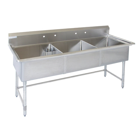 Tarrison TA-CDS324-KIT Sink, 3-compartment, 78 in W x 30 in D x 45 in H overall size, (3) 24 in W x 24
