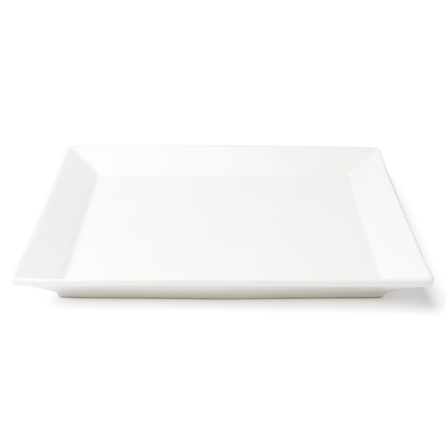 Browne 5630193 Plate, 25.4cm / 10 in , square, wide rim, vitrified high alumina porcelain, whit