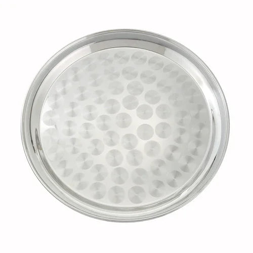 Winco STRS-14 | Swirl Service Tray 14 in dia round | Stainless Steel Polished Finish