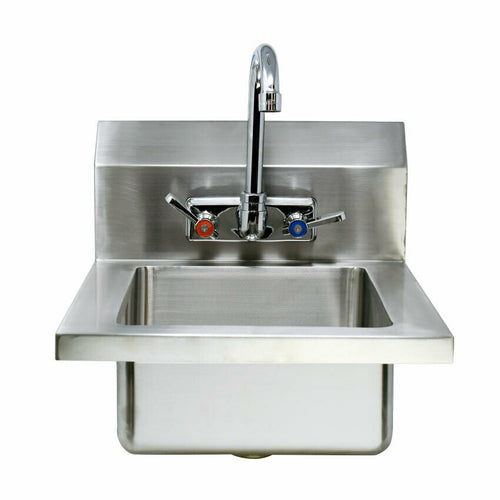 Omcan 44585 (44585) Hand Sink, 10 in  x 14 in  x 5 in  bowl, 4 in  low lead gooseneck faucet