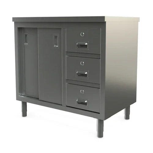 Tarrison TC-C2436D | Servery Work Table with Sliding Doors and Drawers