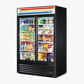 True GDM-45-HC-LD Refrigerated Merchandiser, two-section, (8) shelves, (2) Low-E thermal glass sli