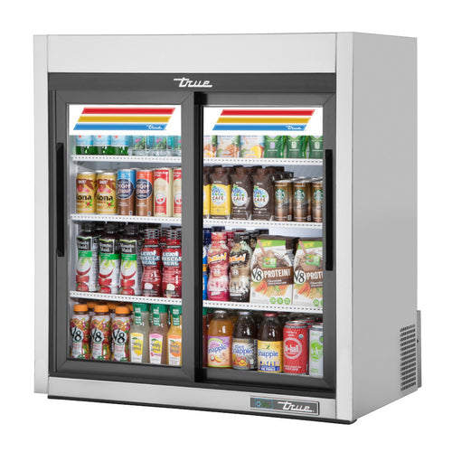 True GDM-09-SQ-S-HC-LD Refrigerated Merchandiser, countertop, (3) shelves, (2) Low-E thermal glass slid