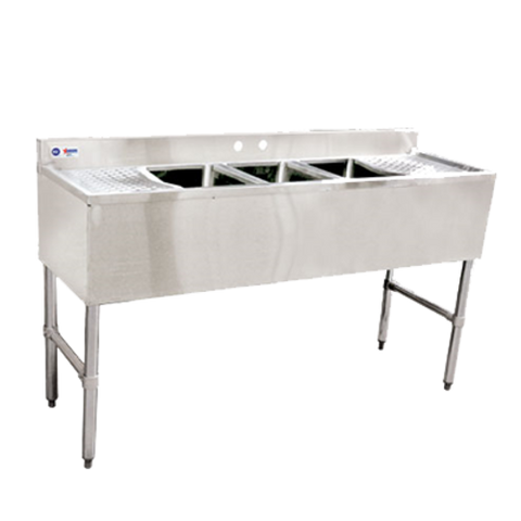 Omcan  25274 (25274) Underbar Sink, (3) 14 in  x 10 in  x 10 in  compartments, (2) 1 in  dia.