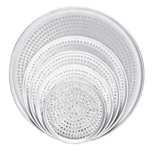 Browne 575348 Pizza Plate, 8 in  dia., round, perforated, 1.0 mm thickness, 18 gauge, aluminum