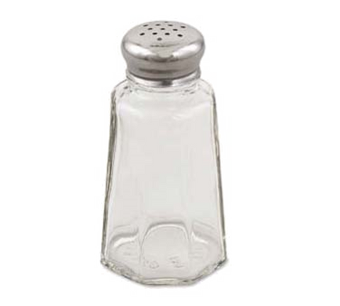 Browne 571930 Salt & Pepper Shaker, 2 oz., 2 in  x 3-3/5 in , universal holes, paneled glass j