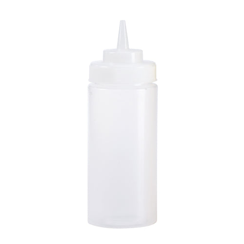 Browne 57801600 Squeeze Bottle, 16 oz., wide mouth, no drip tip, polyethylene, clear