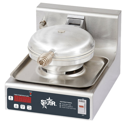 Star Mfg SWBS Starr Waffle Baker, single round, 7 in  x 1/2 in  thick, aluminum grid, digital
