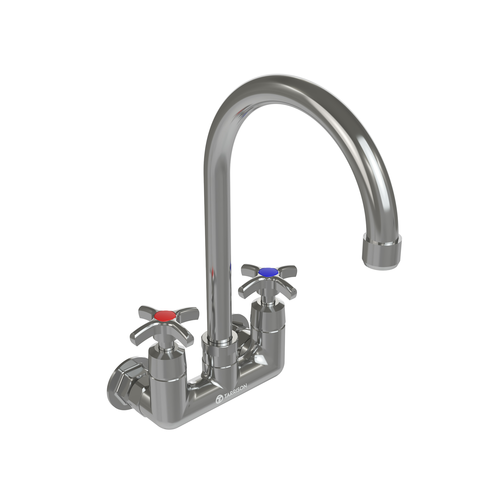 Tarrison TP-PF4WK6GC-KIT Faucet, splash-mounted, 6 in  gooseneck spout, 4 in  centers, color coded 4-arm
