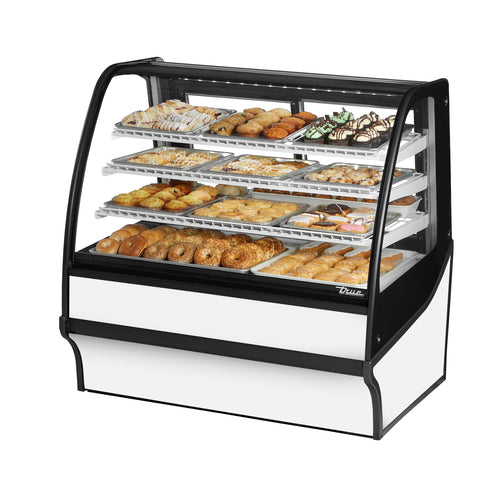 True TDM-DC-48-GE/GE-W-W Display Merchandiser, dry, non-refrigerated, 48-1/4 in W, with lift up curved gl