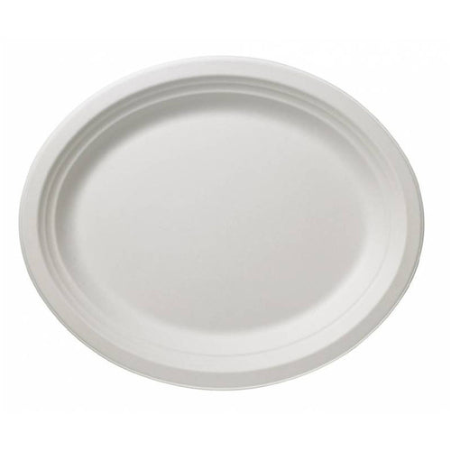 Leone Q2014 Disposable Plate, 10-1/4 in  x 7-1/2 in  (26 x 19 cm), oval, biodegradable/compo