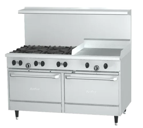 Garland X60-6G24RR gas restaurant range with six burners and 24-inch griddle