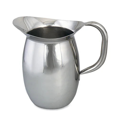 Browne 8203 Pitcher, 100 oz., 9 in H, bell shaped, tubular handle, stainless steel, mirror f
