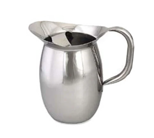Browne 8203G Pitcher, 100 oz., 9 in H, bell shaped, with guard, tubular handle, stainless ste