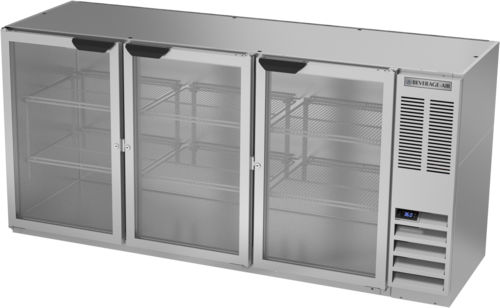 Beverage Air BB72HC-1-G-S Refrigerated Back Bar Storage Cabinet, three-section, 72 in W, 34 in  H, 19.92 c