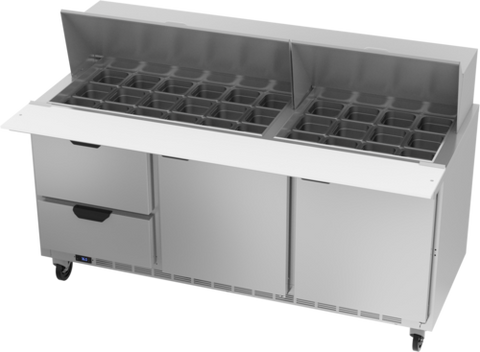 Beverage Air SPED72HC-30M-2 Mega Top Refrigerated Counter, three-section, 72 in W, 20.0 cu. ft. capacity, (2
