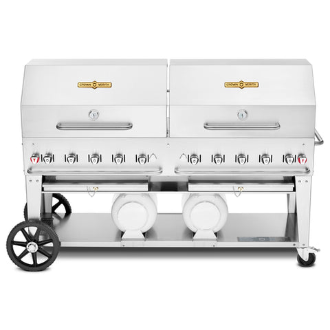 Crown Verity CV-CCB-72RDP Club Series Grill, LP gas, 81 in L x 28 in D, 10 burners, stainless steel constr