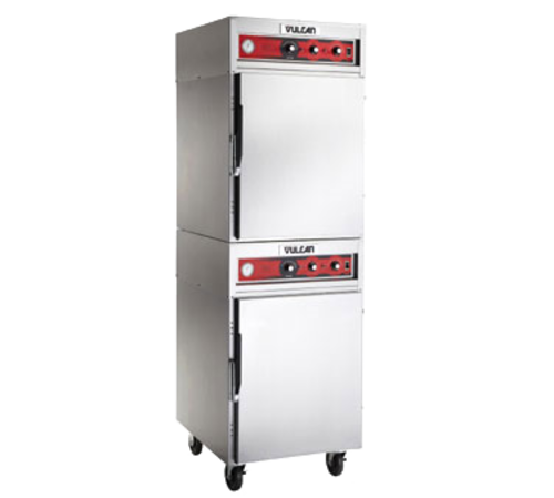 Vulcan VRH88 Cook/Hold Cabinet, double-deck, mobile, mechanical temperature controls, (6) wir