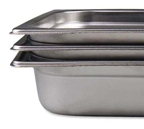 Browne 88234 Steam Table Pan, 2/3 size, 10.1 qt., 13-7/8 in L x 12-3/4 in W x 4 in  deep, sol