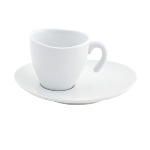 Front Of The House DCS009WHP22 Ellipse Cup and Saucer Set, 2 oz., 2-1/2 in  dia. x 2 in H cup, 5 in  x 4 in  sa