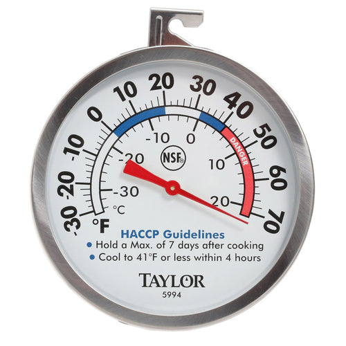 Taylor 5994 Refrigeration Thermometer, 3 in  dial, -30øF to 70øF (-34øC to 20øC) temperature
