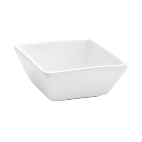 Front Of The House DSD026WHP13 Kyoto Dish, 4 oz., 3-1/4 in  x 3-1/4 in  x 1-1/2 in , square, tall, linear desig