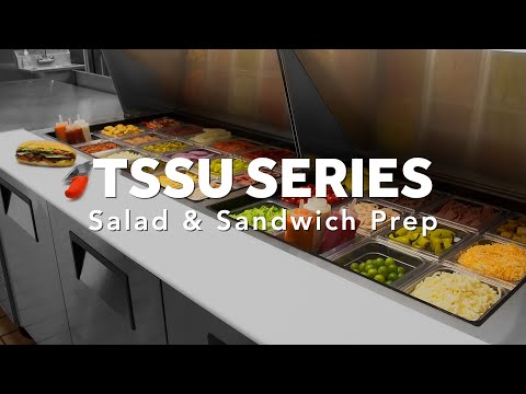 TRUE 48" 2-Solid Door Refrigerated Sandwich / Salad Food Prep Table w/ 8 Pans, 14 cu. ft. |  TSSU-48-08-HC