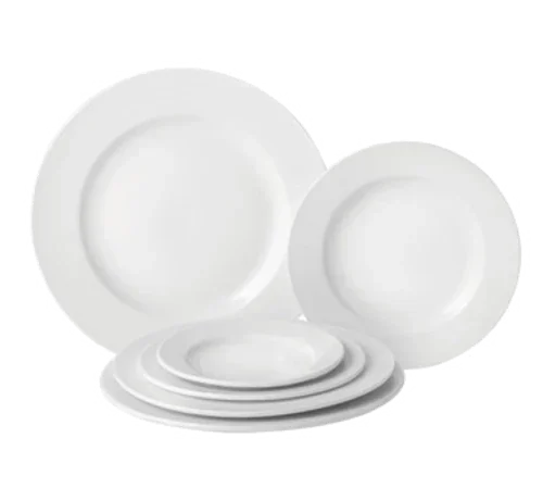 Pure White PWE10020 8 Inch Round Plate for Microwave and Dishwasher Use