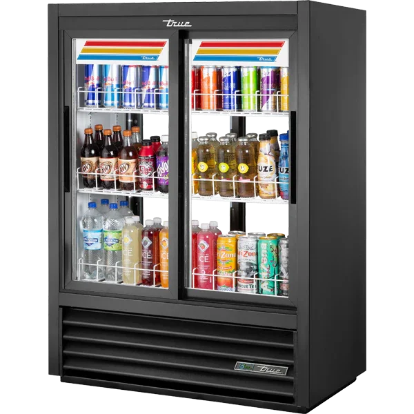 True GDM-33CPT-54-HC-LD | 40" 2-Door Sliding Glass | Fast Lane Pass-Thru Refrigerated Merchandiser