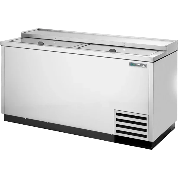 True TD-65-24-S-HC | 65" 2-Solid Slide Lid  Stainless Steel Deep Well Horizontal Bottle Cooler