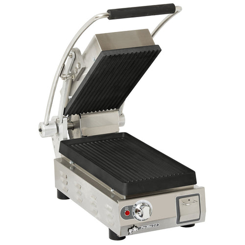 Star Mfg PGT7IA-120V Pro-Max 2.0r Sandwich Grill, 7.5 in  W x 14.2 in D grooved cast iron cooking sur