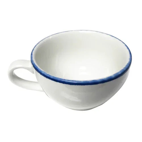 Continental 51RUS030-141 Cappuccino Cup 10 oz Dapple Blue Plain White