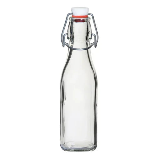 Creative Table B14730 Swing Top Bottle, 8-1/2 oz., glass with white top