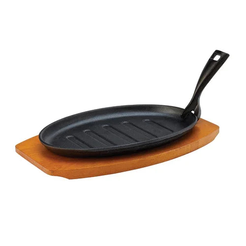 Creative Table MH7009 oval sizzle platter with wooden base and cast iron