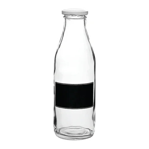 Creative Table R90112-BLA 17.5 oz Glass Bottle with Lid and Blackboard Design