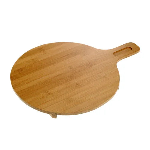 Leone S0072 Cutting Board 14-Inch Round Bamboo with Handle