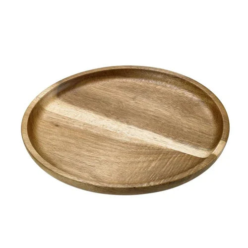 Leone S5015 Acacia Wood Round Plate 10 Inch Diameter Hand Wash Only