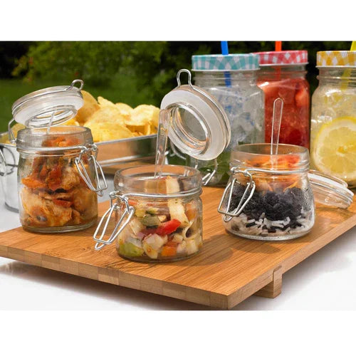 Leone T3011 jar 5 oz stainless steel clip top dishwasher safe glass