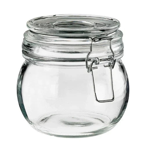 Leone T3015 13.5 oz Glass Jar with Stainless Steel Lid, Dishwasher Safe