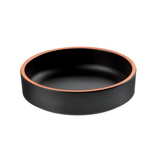 Leone T8237 cup, 6 in dia., round, dishwasher safe, melamine, black/terracotta