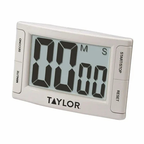 Taylor 5896 digital timer LCD measures 2-1/2 in x 1.6 in and times 99 minutes