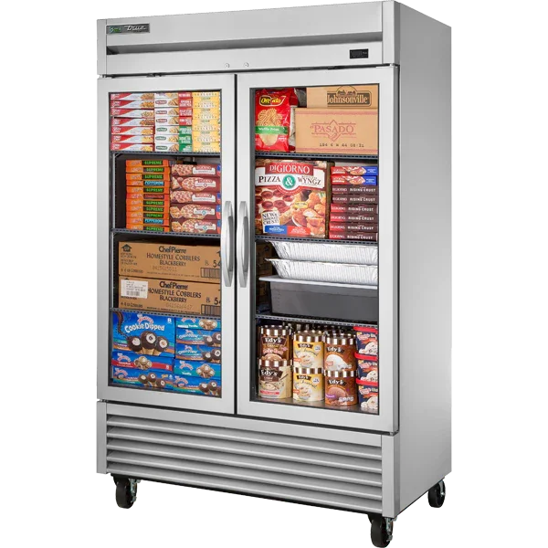 TRUE T-Series 54" 2-Glass Door Reach-In -10°F Freezer, Bottom Mounted, 44.6 cu. ft. | T-49FG-HC~FGD01
