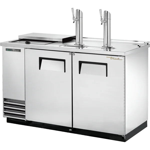 True TDD-2CT-S-HC | 59" Stainless Steel Club Top Direct Draw Beer Dispenser  2 Taps  2 Solid Swing Doors  20.3 cu. ft.