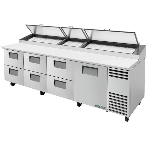 True TPP-AT-119D-6-HC | 119" Refrigerated Pizza Prep Table | 6-Drawer Collection