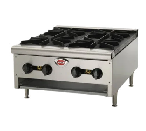 WELLS HDHP-2430G hotplate with natural gas and four 26,500 BTU burners