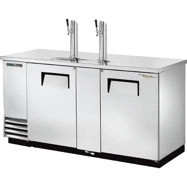True TDD-3-S-HC | 69" Stainless Steel Direct Draw Beer Dispenser  2 Taps  2 Solid Swing Doors  24.4 cu. ft.